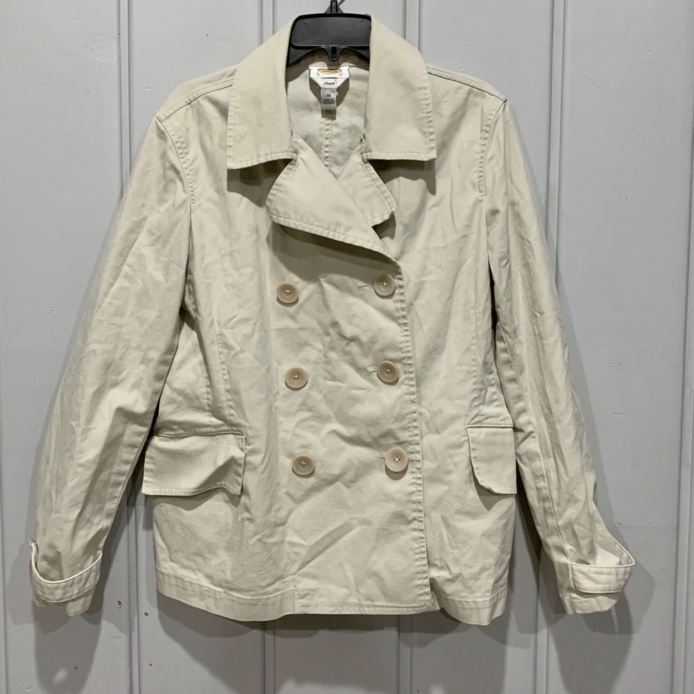 Talbots Light Weight Tan Jacket W/ Pockets Size 14